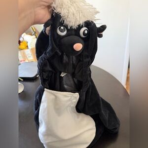 Black Skunk Plush Hooded Costume with White Belly 6-12 months